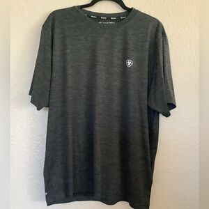 Ariat Tek Charcoal Gray Short Sleeve Crewneck Casual Shirt Polyester Men's Large